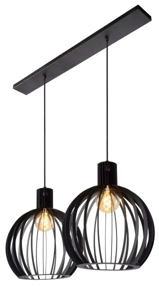 Lustră pe cablu MIKAELA 2xE27/60W/230V neagră Lucide 73400/02/30