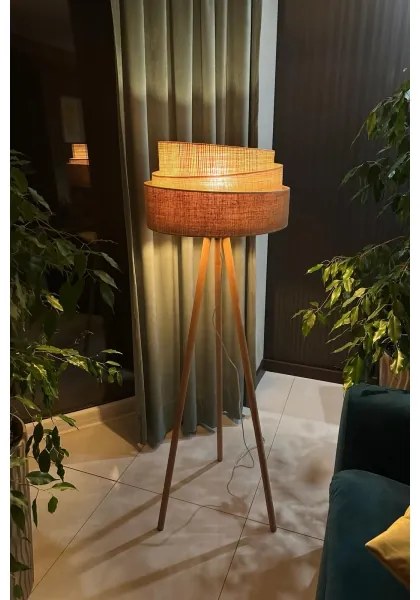 Lampadar YUTE Duolla TRIO 1xE27/15W/230V d. 45 cm maro/gri/bej