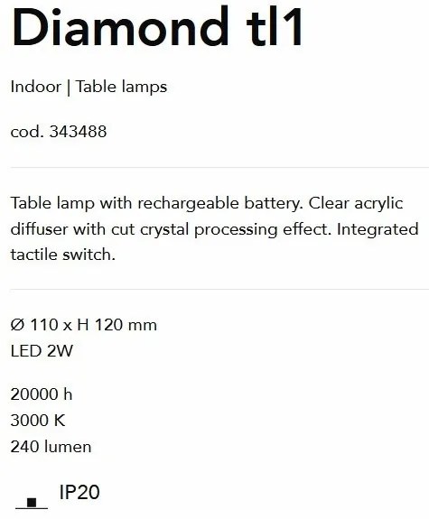Veioza LED design modern cu baterii Diamond TL1