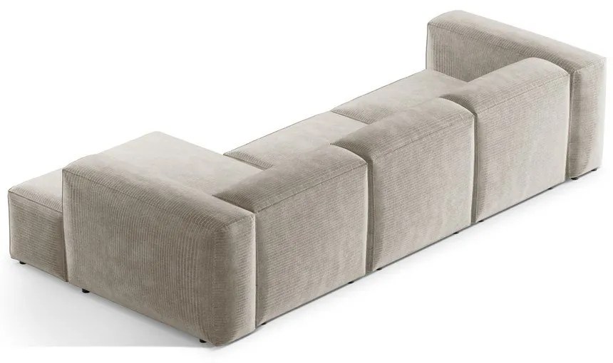 Colțar bej cu tapițerie din catifea reiată (cu colț pe partea dreaptă/cu șezlong) Bergamo – Cosmopolitan Design