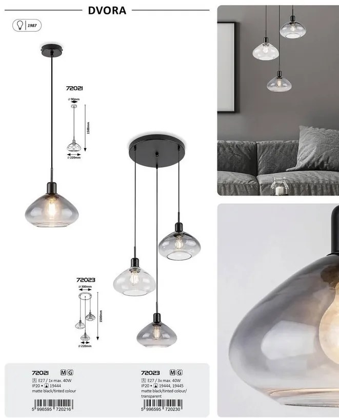 Lustra cu 3 pendule design modern Dvora