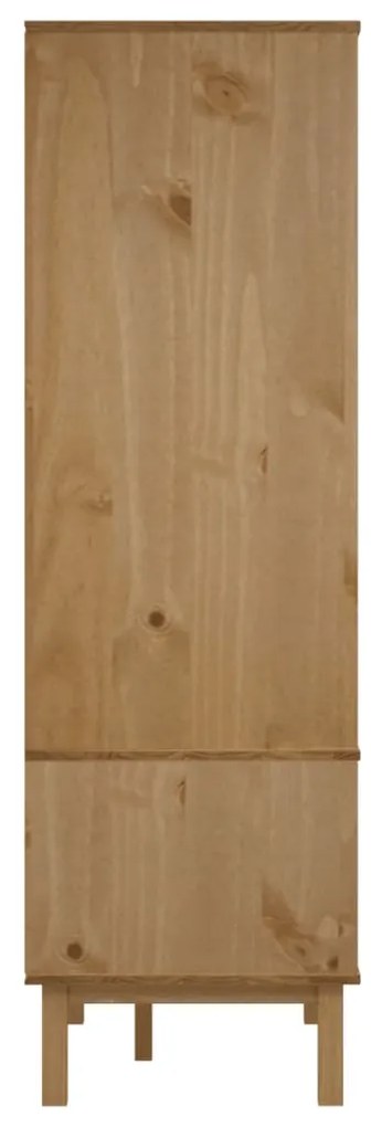 Sifonier, maro si alb, 76,5x53x172 cm, lemn masiv pin maro si alb, 1