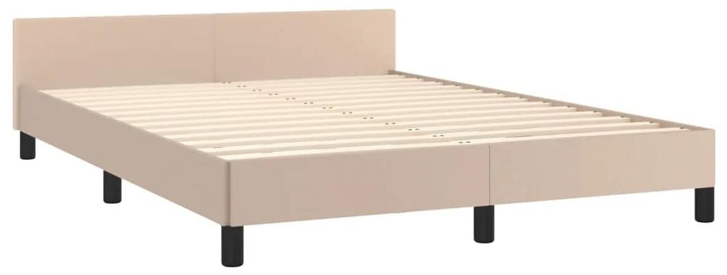 Cadru de pat cu tablie, cappuccino, 140x190 cm, piele ecologica Cappuccino, 140 x 190 cm, Design simplu