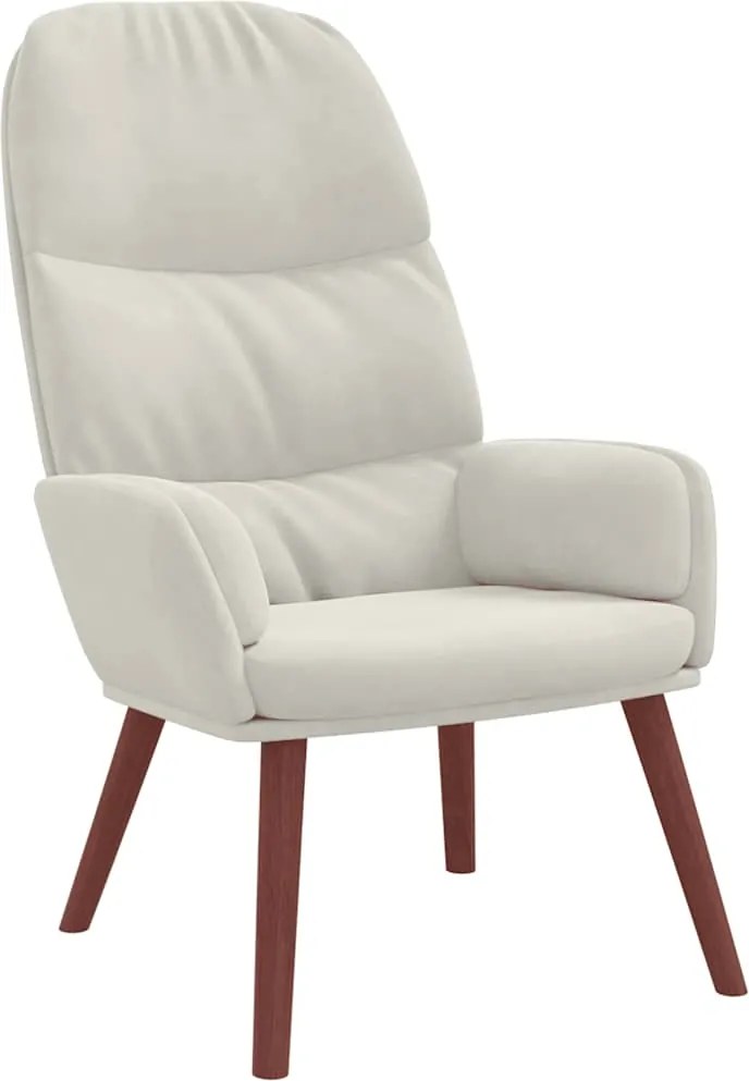 vidaXL Scaun de relaxare, alb crem, catifea