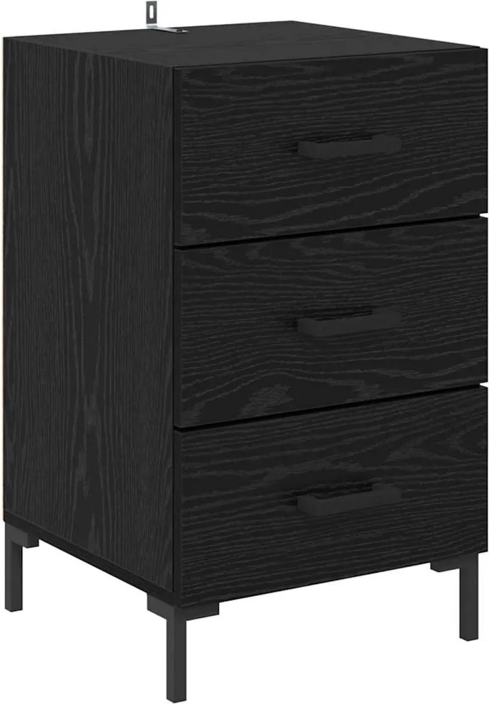 vidaXL Dulap de noapte Stejar Negru 40 x 40 x 66 cm Lemn compozit