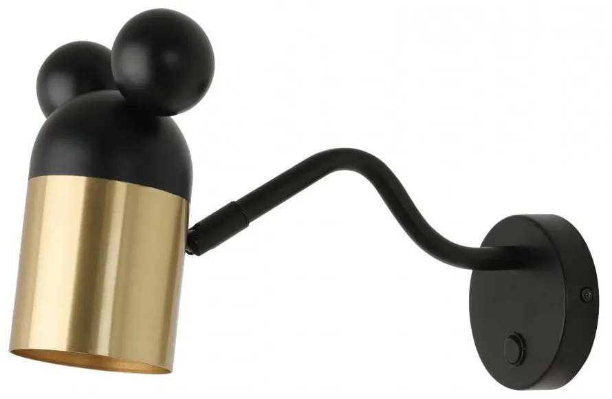 Lustră pentru copii neagră/aurie cu abajur din metal Mouse – GTV