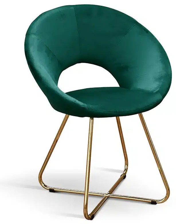 SET 2 Scaune Iris, structura metalica aurie, tapiterie catifea - VERDE - CATIFEA - AURIU - STANDARD