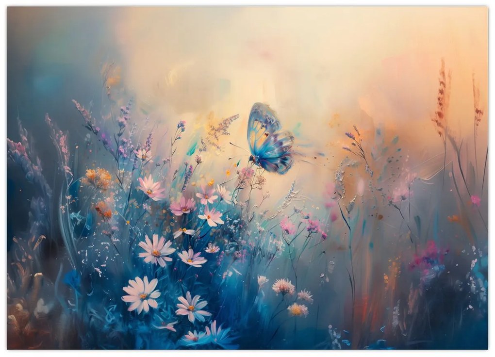 Tablou - Pajiște cu Fluture (70x50 cm)