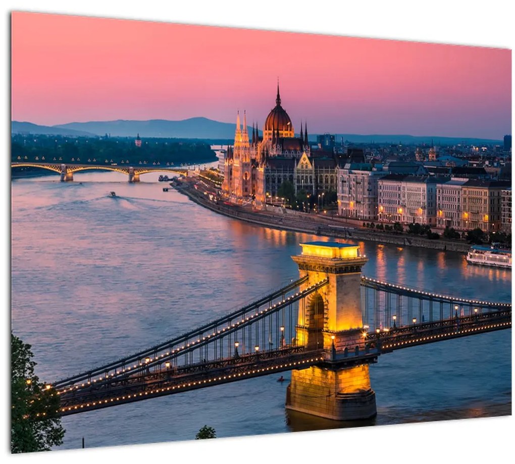 Tablou pe sticlă - Panorama orașului Budapesta, Ungaria (70x50 cm)
