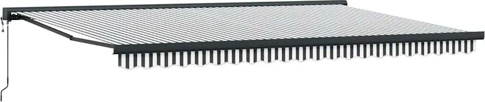 vidaXL Copertină retractabilă antracit/alb, 5x3 m, textil/aluminiu