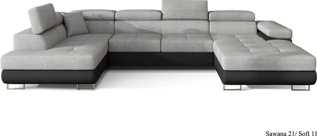 Colțar lemn masiv Formă U Extensibil Roger 345x202cm Personalizabil - Monolith 37 + Monolith 97, Stânga