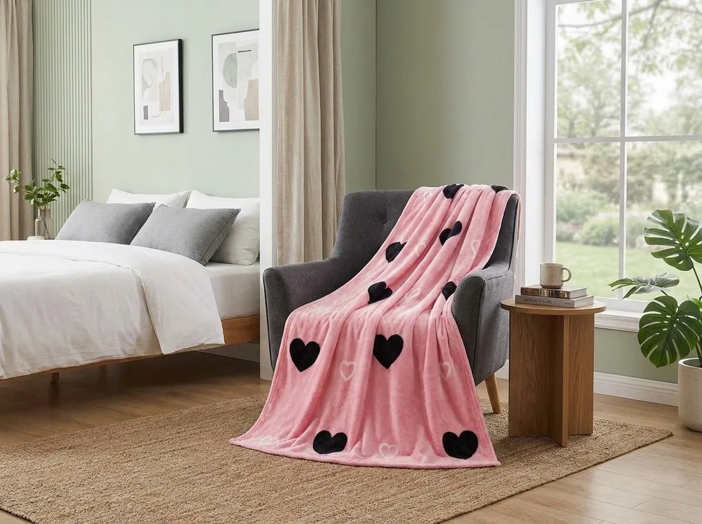 Patura Cocolino CORAZON, roz Dimensiune: 200 x 220 cm