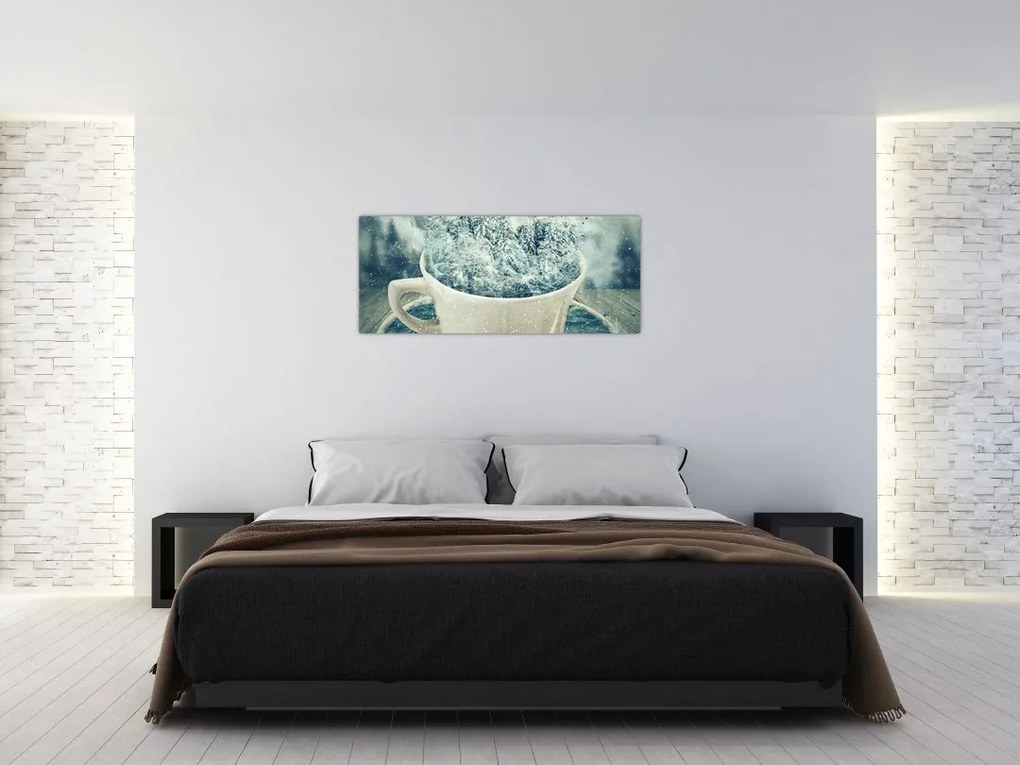Tablou - Lumea de iarnă într-o căniță (120x50 cm)