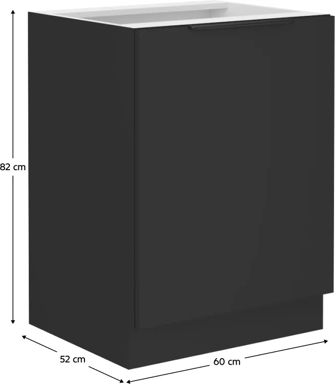 Dulap inferior, negru, SIBER 60 D 1F BB