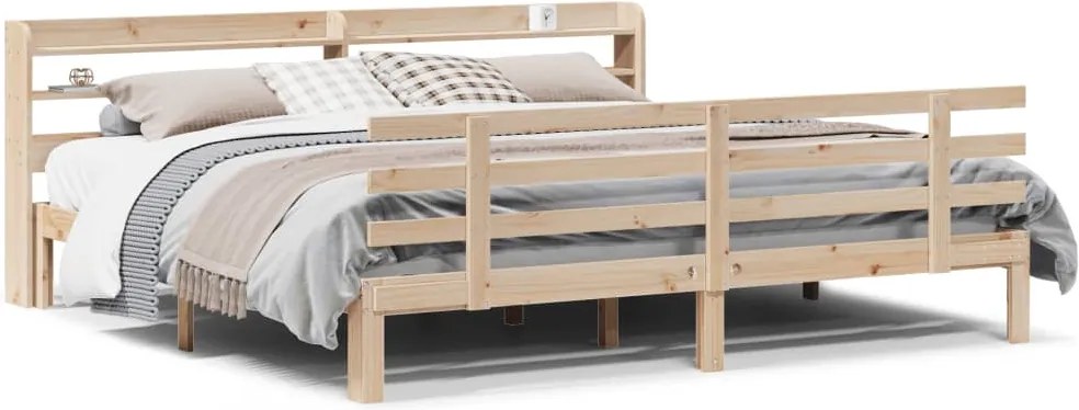 vidaXL Cadru pat cu tăblie 200x200 cm, lemn masiv de pin