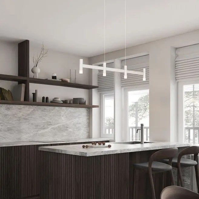 Lustra liniara cu 4 spoturi LED 3000K POETIC alb