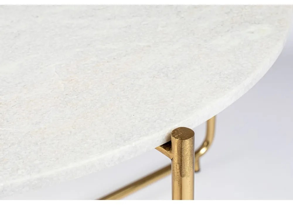 Măsuță de cafea albă/aurie rotundă cu blat din marmură ø 70 cm Timpa – White Label