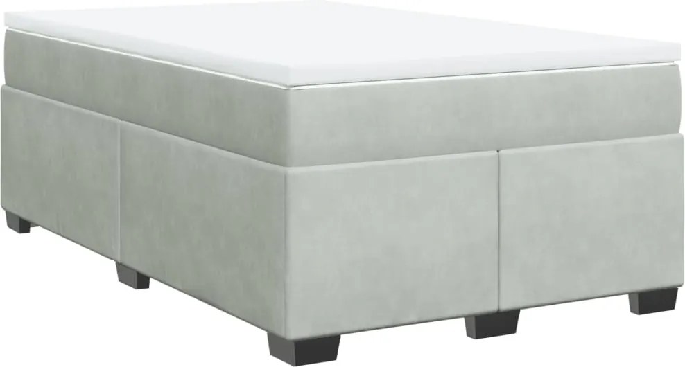 vidaXL Pat box spring cu saltea, gri deschis, 120x190 cm, catifea