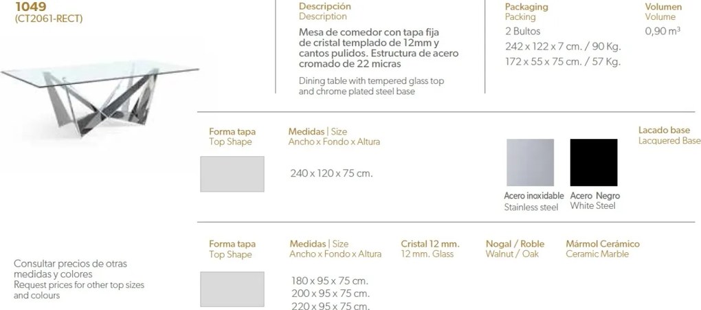 Masa eleganta design modern Ruby, 220x95cm AC 1049