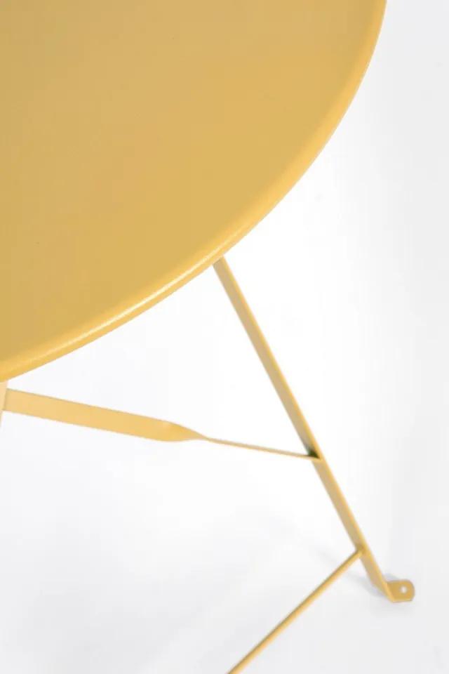 Set masa si scaune pliabile pentru gradina 3 piese galben din metal, Wissant Bizzotto