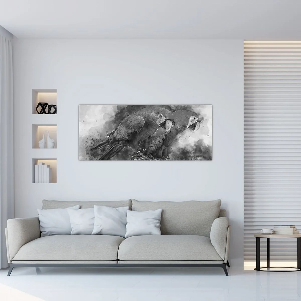 Tablou - Acuarelă papagali (120x50 cm)
