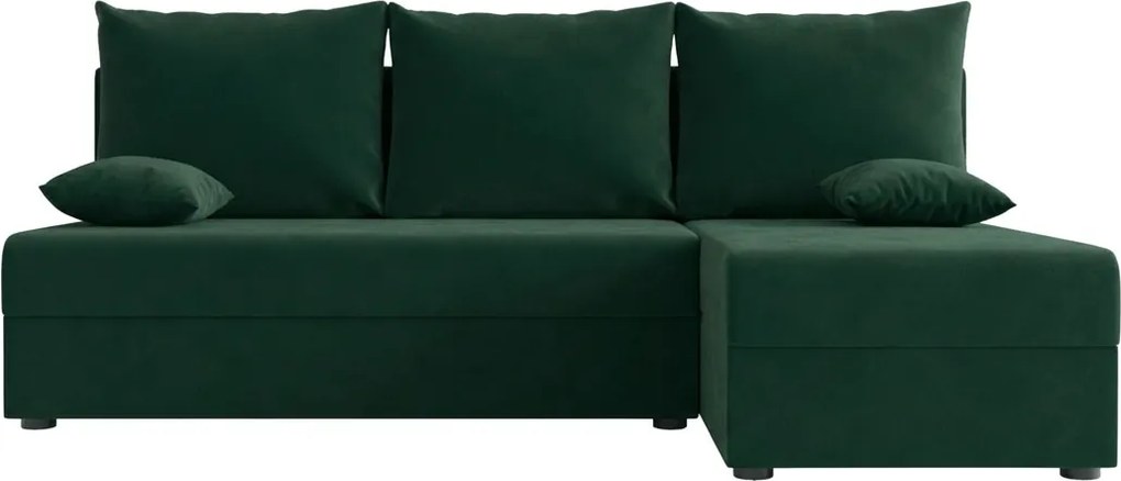 Coltar extensibil de colt VALERIO SLIM, verde inchis, reversibil, 200x140 cm + 2 perne GRATUIT