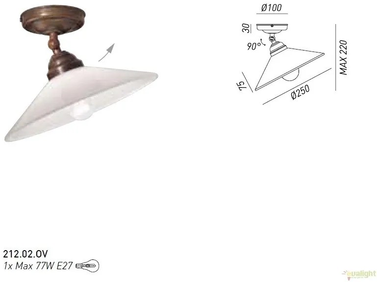 Plafoniera rustica fabricata manual, diam.25cm, Tabia 212.02.OV