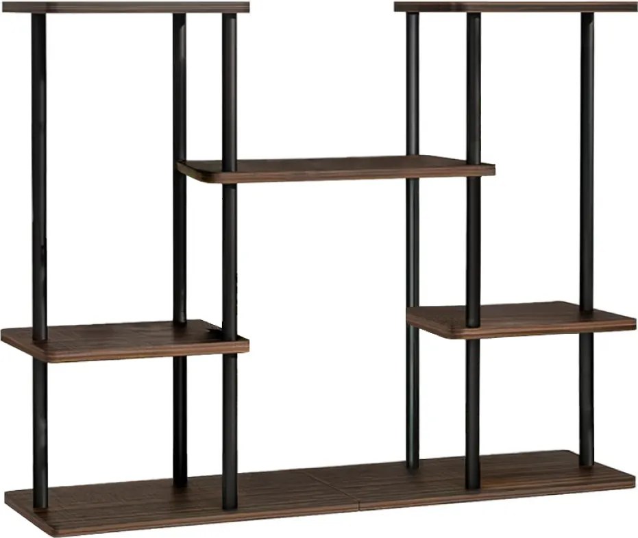 Suport pentru flori metalic, negru/lemn rustic, LEDER