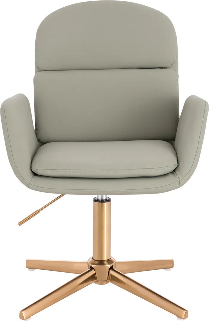 HR480CROSS Scaun Culoarea Inului Piele Ecologica Premium Soft cu Bază Aurie