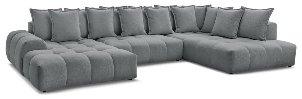 Colțar gri închis extensibil/cu spațiu de depozitare cu tapițerie din chenille (cu colț pe partea dreaptă/în formă de "U") Everest – Bobochic Paris