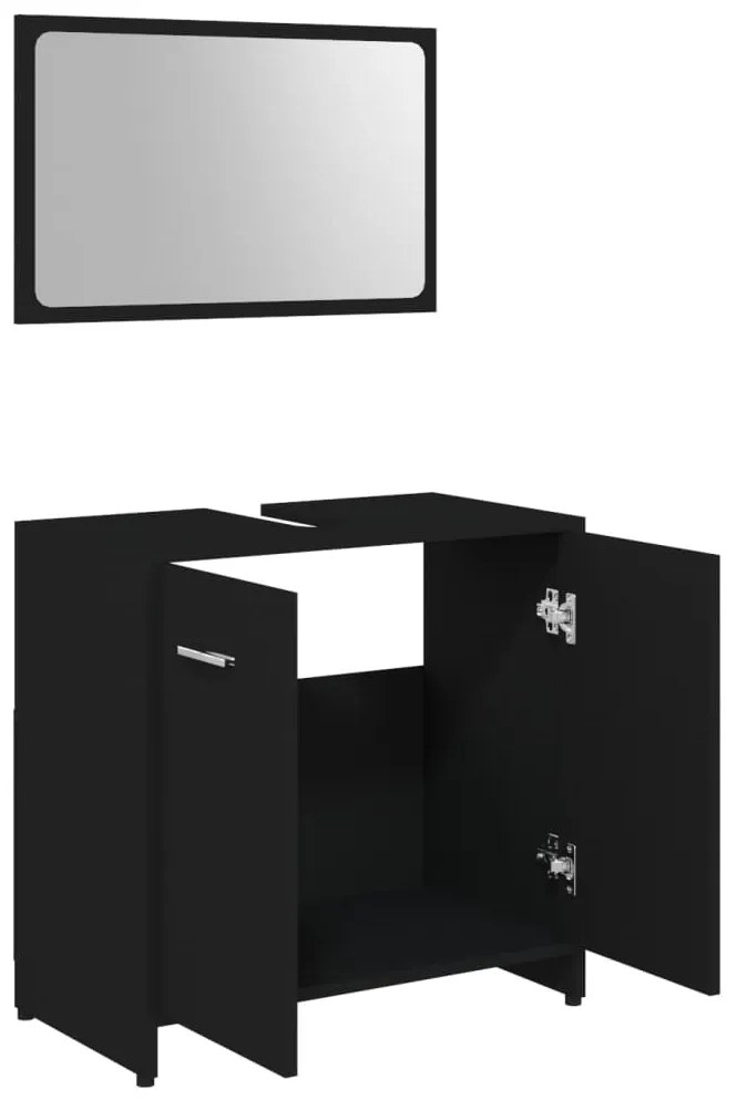 Set de mobilier de baie, negru, lemn prelucrat