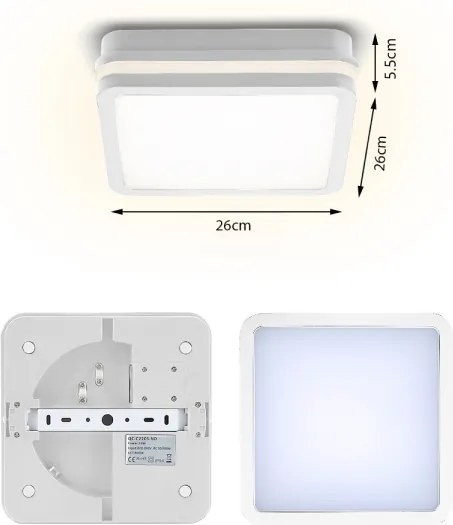 Brilagi - Corp de iluminat LED de exterior cu senzor BENE, 24 W, 230 V, 26 x 26 cm, alb, IP54