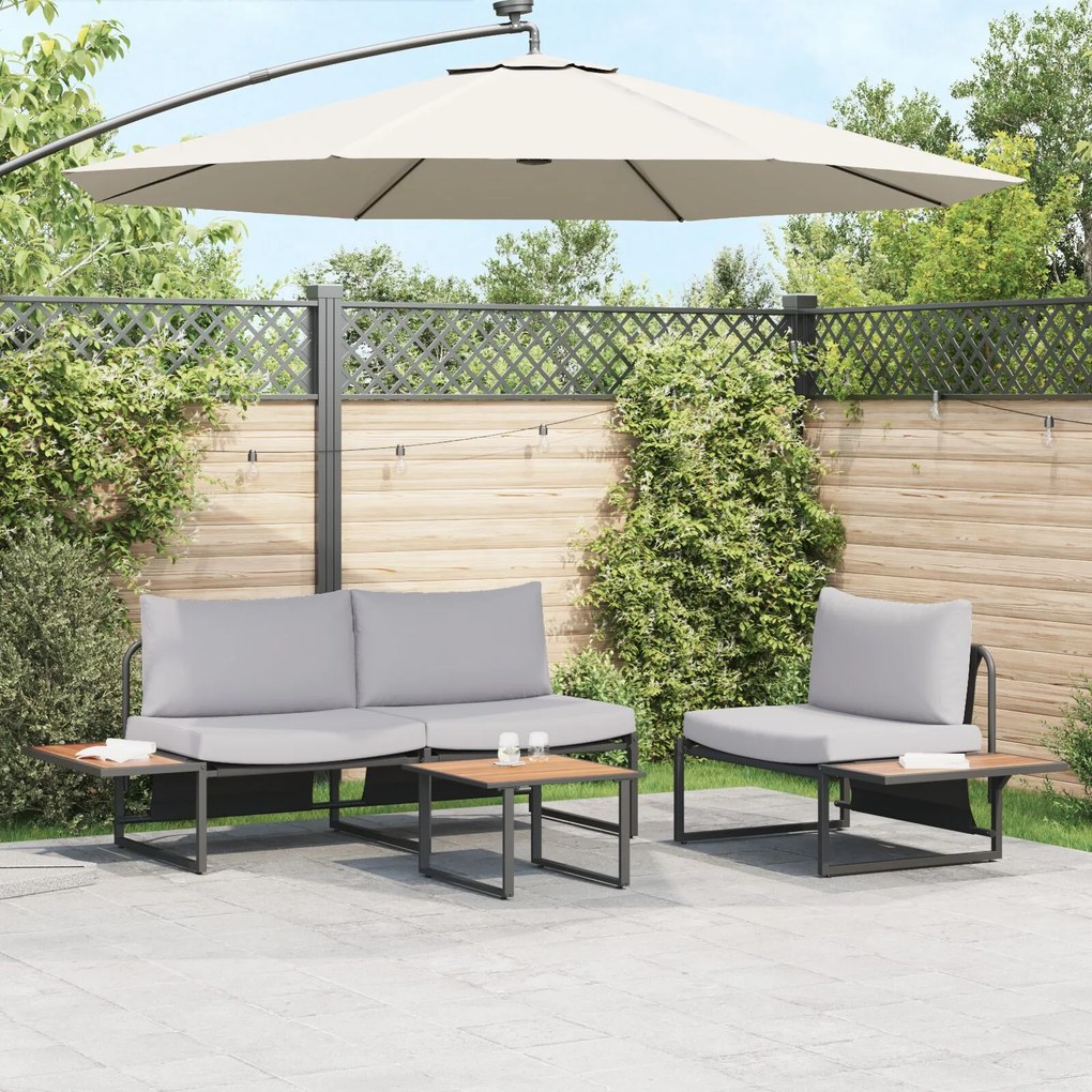 vidaXL Set de masă pentru grădină 3 pcs Gri deschis Oțel