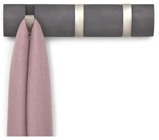 Cuier cu 3 carlige rabatabile Umbra Flip gri