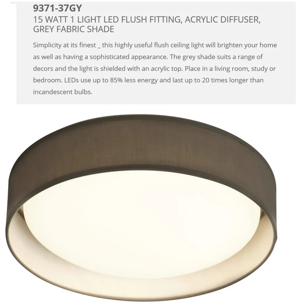 Lustra LED moderna 37cm Gianna gri 9371-37GY SRT