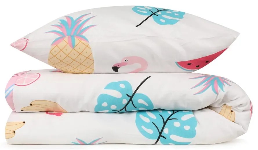 Lenjerie de pat pentru copii albă-roz pentru pat de o persoană 140x200 cm Kokteyl – Mijolnir
