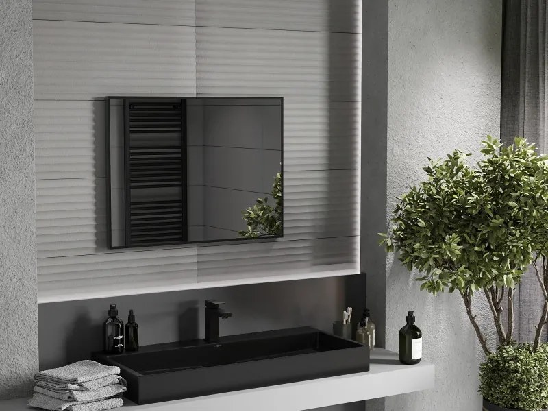 Mexen Loft oglindă de baie dreptunghiulară 80 x 60 cm, ramă neagră - 9852-080-060-000-70