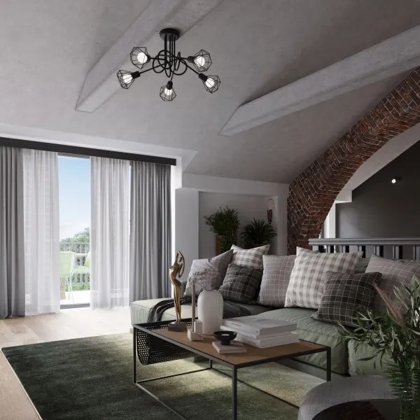 Lustră pe tijă ARTEMIS 5xE14/40W/230V neagră Sollux SL.1110