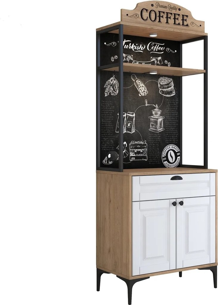 Dulap multifunctional, Hanah Home, JE157, 70x186.4x40 cm, Nuc/Alb