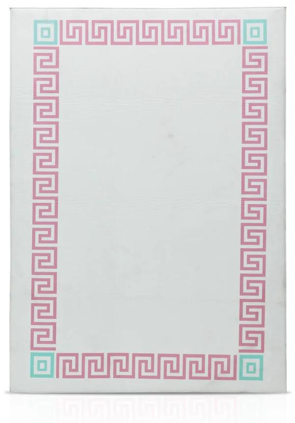 Covor Perla 120x185 cm alb si roz