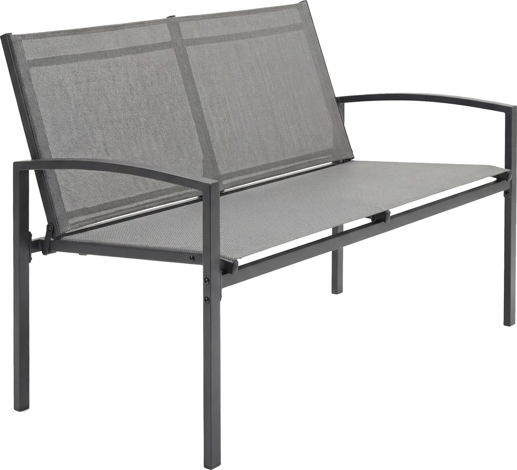 Outsunny bancă de grădină din metal, 2 locuri, material respirabil Texteline, culoare gri. | Aosom Romania