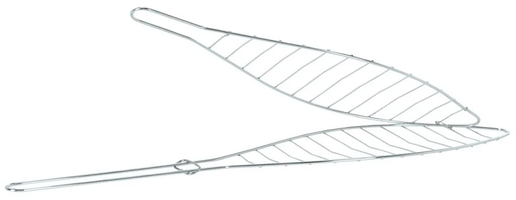 Gril pliabil pentru pește 42x9 cm – suport metalic cromat pentru grătar BBQ