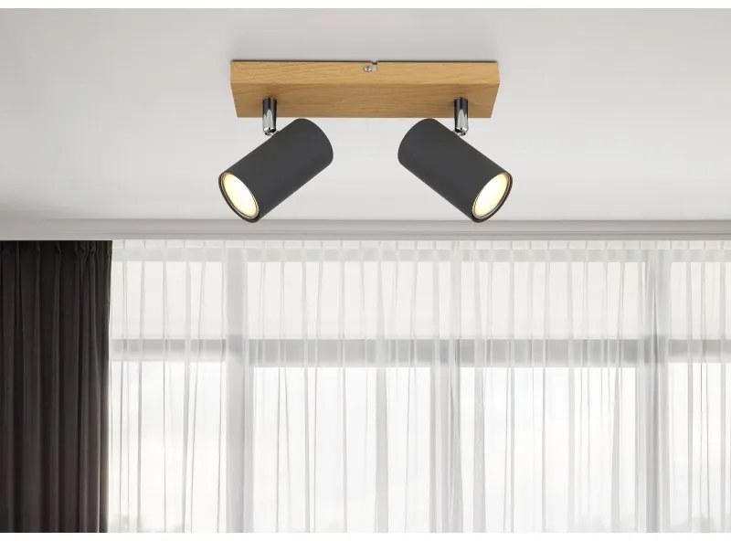 Aplica de perete / tavan cu 2 spoturi directionabile design modern ROBBY gri grafit