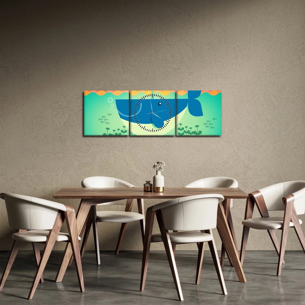 Tablou - Balena veselă (cu ceas) (90x30 cm)