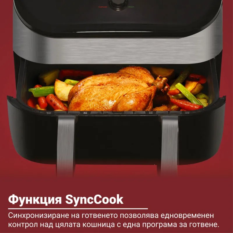 Friteuza cu aer cald Instant Pot Vortex Plus VersaZone ClearCook 140410001, 2 zone, 1700W, 8.5L, 6 programe, SyncCook, SyncFinish, Negru/Gri