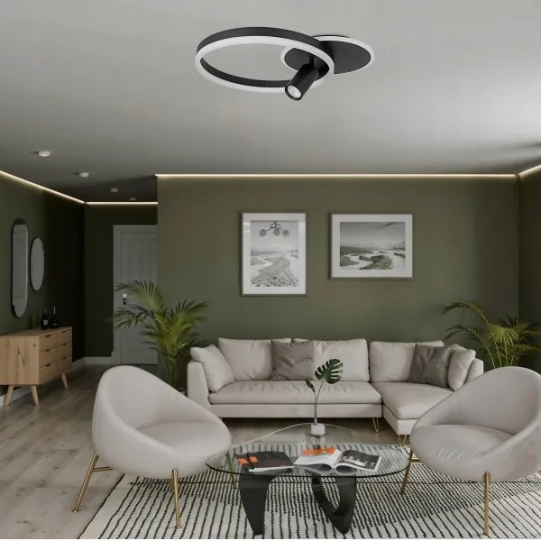 Plafonieră LED/38W/230V + 1xGU10/30W neagră