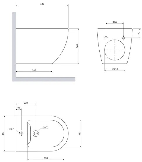 OMNIRES OTTAWACMBIBP - Bideu suspendat OTTAWA, ceramică, alb lucios