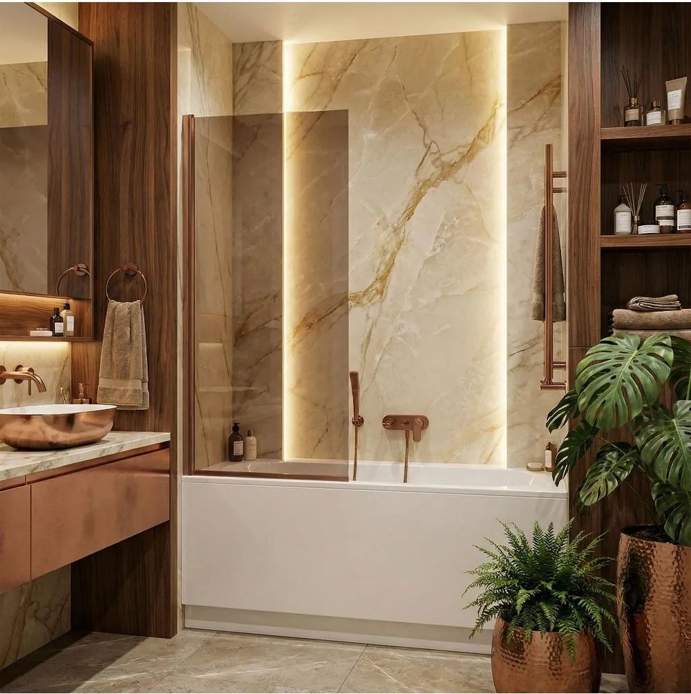 Paravan de baie Rea Elegant cupru periat 70