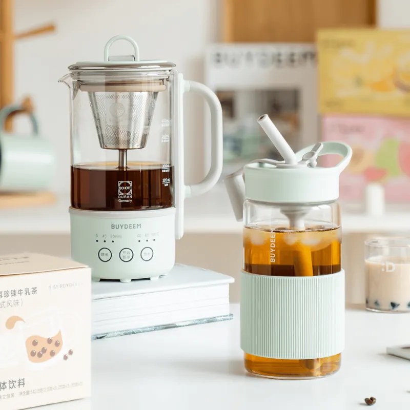 Sticla Buydeem CD1017-CG, 500 ml, Pai incorporat, Rezistenta la scurgeri, Sticla rezistentă la caldura pana la 150°C, Fara BPA, Verde