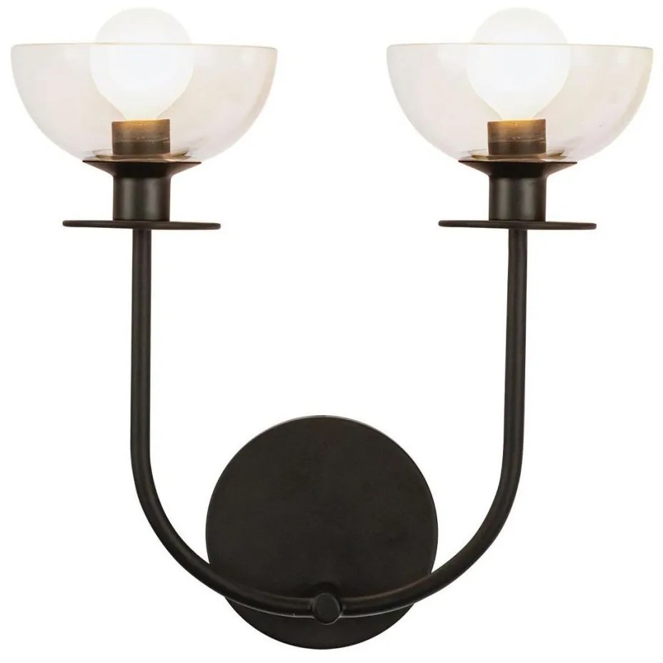 Alora Mood ALM-SYLVIA-2WB-BK-CL - Aplica de perete SYLVIA 2xE14/40W/230V, neagră